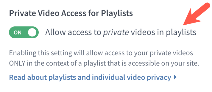 Private Video Access for Playlists on the Video Website
