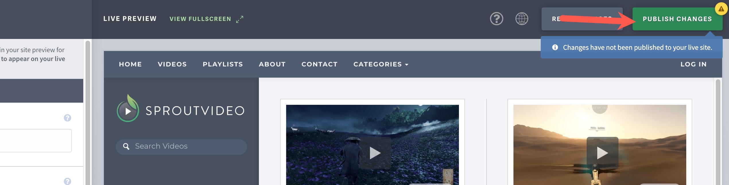 Publish Changes to Video Website