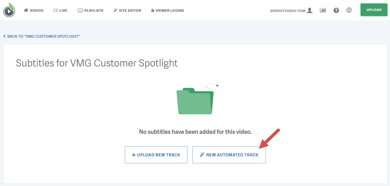 Generate a new automated subtitle track